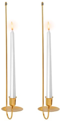 Wandkerzenhalter, Kerzenleuchter, Wandkunst, Kerzenhalter, Wanddekoration, goldene Kerzenhalter für Wand, Metallwandkerzenhalter, 2 x Kerzenhalter, Kerzenleuchter, Wanddekoration