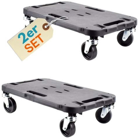 2er Set Transportroller Rollbrett Transportrollen Rollbrett Werkstatt Pflanzen Rollbretter Transport Möbelrollen flach Pflanzenroller eckig Transporthilfe mit Rollen 30