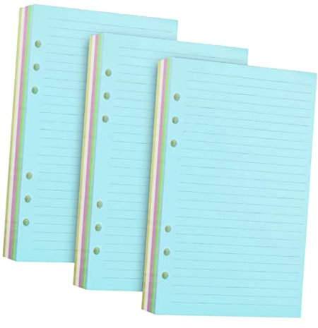 VILLCASE 3er-pack A5-notizbuch-ersatzpapier 5-farbige Loseblatt-papierblätter Farbnachfüllung Für Notizbücher