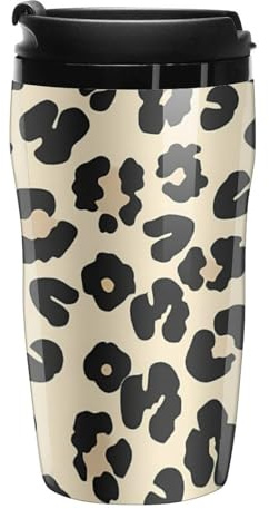 Leopard Print Travel Coffee Mug Reusable Coffee Cup Coffee Tumbler with Lid for Outdoor 250ml