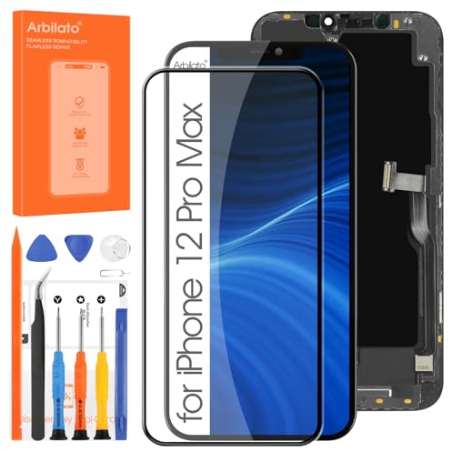Arbilato Écran LCD pour iPhone 12 Pro Max LCD Affichage | Écran Tactile Remplacement, A2342,A2410,A2411,A2412, Numériseur Verre Assemblée,avec Réparation Kit