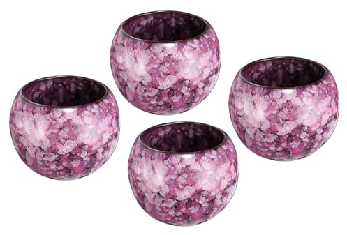 QUARKZMAN 4 Tasses à Thé en Céramique Chinoises Japonaises 5.07 oz Ensemble de Thé Gong Fu Fait à La Main Céramique à Glaçure Changée Sans Anse Petite Tasse, Rouge Rose