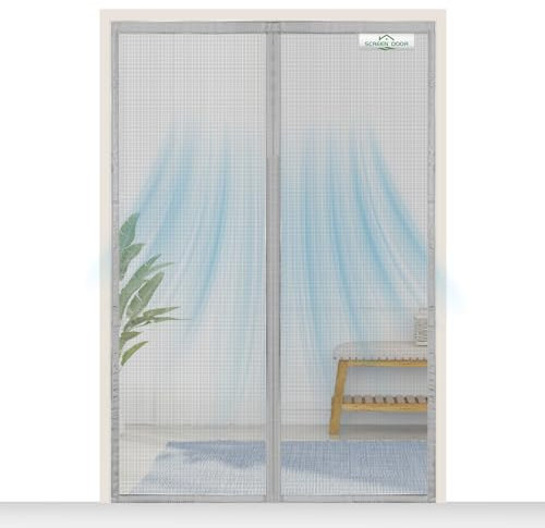 SCREEN DOOR Fliegengitter Balkontür 160x200cm | Hochwertiges Magnetisches Fliegengitter Tür, Insektenschutz, Einfache Montage – Grau