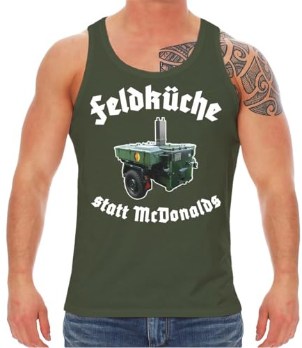 Spaß Kostet Herren Trägerhemd Achselshirt Feldküche DDR NVA Gulaschkanone Grösse S - 5XL