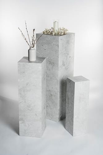 STEMA Seyfried Dekosäule innen/außen, Säule/Podest/Sockel in 3 Größen (Zement, Außensäule 60x17x17 cm)