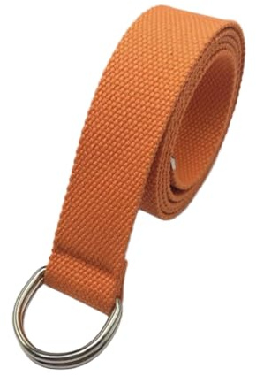 Leliafleury Canvas-Webgürtel, 1 x Leinen-Doppel-D-Ring-Gürtel für Männer und Frauen, 3,8 x 130 cm, Orange, 3.8cmx130cm