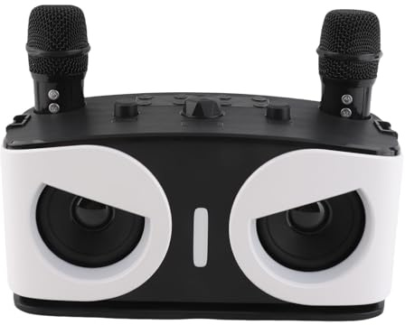 Máquina de Karaoke Cheotime, Altavoz Bluetooth portátil con 2 micrófonos inalámbricos iluminación dinámica para Adultos y niños para Fiestas en el hogar y al Aire Libre (Blanco)