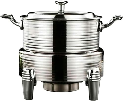 Serveurs et chauffe-plats pour buffet traiteur - Ensemble buffet de fondue en aces chauffantes, chauffe-plats pour événements avec traiteur, ensemble buffet de fondue ronde (argenté - 26 cm)