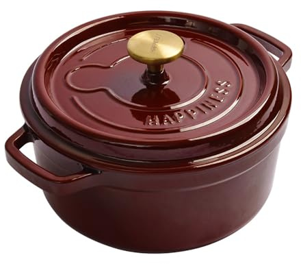 3,7L Emaljerad gjutjärnsgryta med lock, Tålig, Ugnssäker upp till 260°C, Kastrull för alla spistyper, Bröllopsregisteridéer & presenter,Red