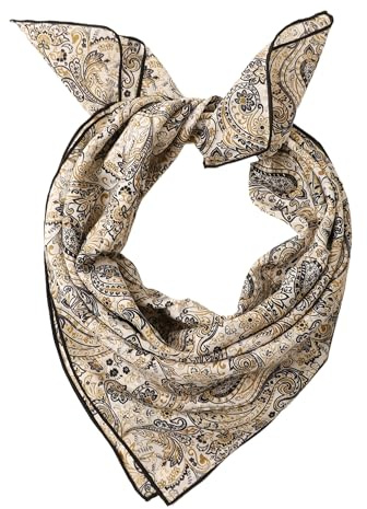 Prettystern Baumwolle & Seide Mix handrolliert 65/65 cm Damen Herren Sommer Frühling Seiden-halstuch Kopftuch Nickituch Beige Braun Paisley SC30