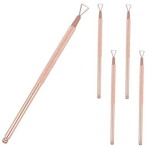 HAMPPLIES 5 piezas Removedores de Cutículas Acero Inoxidable Rosa Dorado Empujador de Piel Muerta para Manicura Profesional y Eliminación Precisa de Gel y Esmalte de Uñas Herramienta de