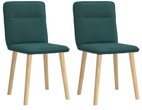 HETFTJN Esszimmerstühle 2er Set Dunkelgrün Stoff mit Holzbeinen Modernes Polsterstuhl 45 x 54 x 86 cm Robust und Bequem für Esszimmer Küche Wohnzimmer