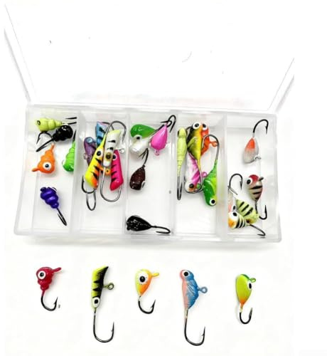 HavenlyCove Ice Fishing Jig Heads Set 30pcs Luminous, Ice Fishing Lures, Ice Fishing Gear Ice Small Fishing Tackle Kit for Multicolored Crankbaits Gear Kit