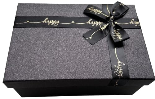Geschenkboxen für Geschenke, schwarze Geschenkbox, 3 Stück, Premium-Geschenkboxen mit Deckel, Schleife (17,5–22,5 cm), leere Pappschachtel für Geburtstag/Valentinstag/Hochzeit/Jubiläen