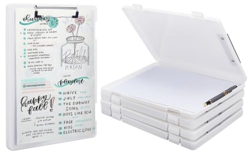 FINGERINSPIRE 5 Pcs Planchette à Pince Avec Rangement 320x230mm Planchette Plastique Avec Pince Métal Planchettes Enseignant Avec Ouverture Latérale Capacité de Rangement pour Bureau Hôpital