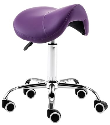 UALXPAO Rollhocker Friseurstuhl Tattoo Studio Friseur Sattelhocker auf Rädern Styling Stuhl Salonmöbel(Purple)