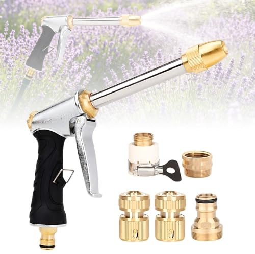 Nzkeuf Metall Gartenschlauch Spritzpistole, Langer Hochdruckpistole für Gartenschlauch, Gartenpistole Spritzpistole für Reinigen Autowaschen flanzen Bewässerung und Duschen von Haustieren