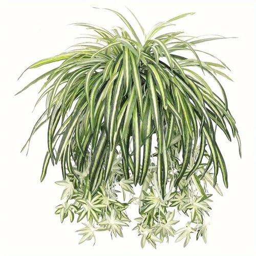 Xiyocadt Künstliche Grünlilie Pflanze,Packung mit 4 Falschen Grünlilie Pflanzen,Hängepflanze,künstliche Spinne Pflanze Seide Pflanzen für Home Decor Indoor, Schlafzimmer,Bad,Wohnzimmer,Tischdekoratio