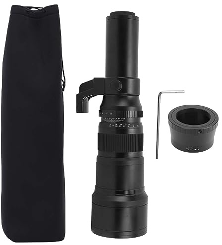 500mm F6.3 Telephoto Lens with Adapter Ring, Manual Focus, Multilayer MC Coating White - High Contrast, Sharp Detail, Ideal for Wildlife Photography (Black)