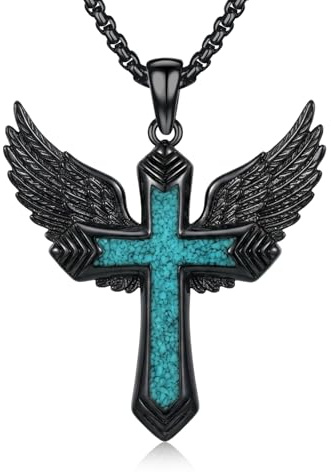 YEESIA Unisex-Halskette mit Kreuzflügeln, 925er Sterlingsilber, Schutzengelflügel-Kreuzanhänger