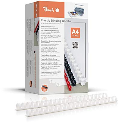 Peach Plastikbinderücken A4-20mm - 175 Blatt - 100 Stück - weiß - PB420-01