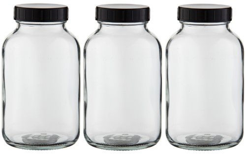 Weithalsflaschen 3 x 1000ml Klarglas inkl. Schraubverschluss mit Dichtungsscheibe *Glasdosen, Allzweckgläser, Weithalsglas, Schraubglas, Allzweckglas, Haushaltsglas, 1 Liter*