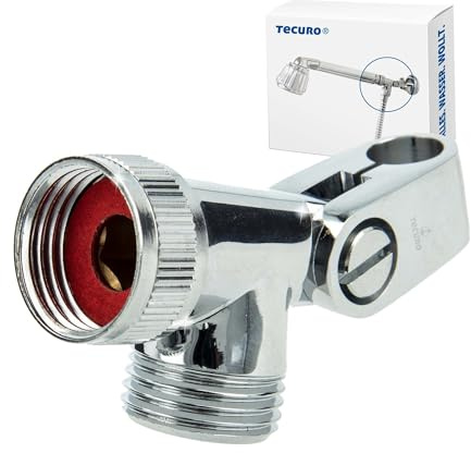 tecuro Gelenkstück 1/2 Zoll für Brauseschlauch und Handbrause, Zapfenloch Ø 10 mm, mit verstellbarer Neigung mit Anschlag
