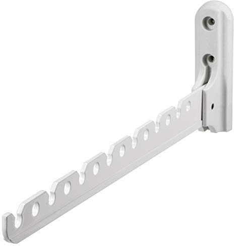 Gedotec appendiabiti pieghevole ALISA | Lunghezza 330 mm | Alluminio rivestito bianco | Gancio per appendini | 1 pezzo - appendiabiti da parete per balconi e armadi