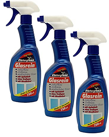 12x 750ml Elsterglanz Glasrein mit Apfelduft, Glasreiniger, Scheibenreiniger, Fensterreiniger, streifenfreier Glanz ohne Treibgas für alle glatten Flächen auch Spiegel, Fliesen usw.