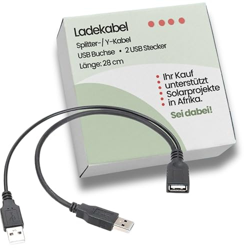 Villageboom Répartiteur USB Y 1 à 2 - Chaque achat finance l'Afrique Projets Solaires - Double câble USB, 1 femelle 2 mâles (Charge uniquement)