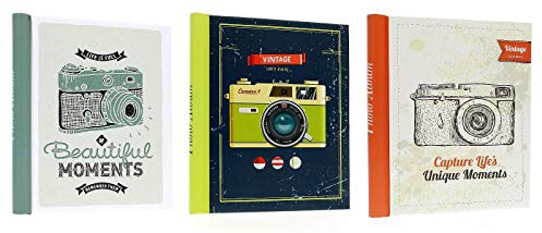 Album Fotografico Camera Vintage con 40 Pagine Adesive Adatto per Foto di Vari Formati - Varie grafiche - 1 pz
