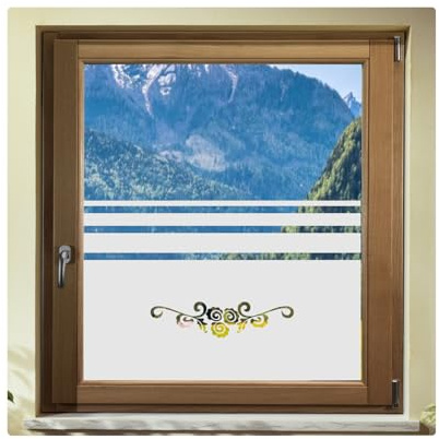 rs-interhandel® e668 Sichtschutzfolie Glasdekorfolie Folie Bad Fensterfolie selbsthaftend blickdicht keine Milchglasfolie # Höhe 80 cm