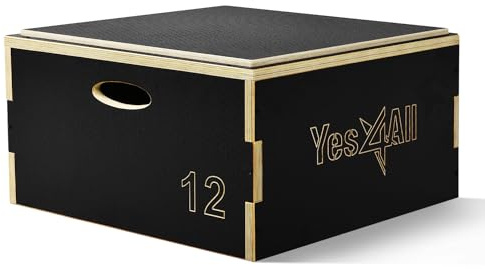 Yes4All Plyo-Box aus Holz, 3-in-1, rutschfeste Step-Up-Box für Workout, plyometrische Sprungbox für Seilspringen, Springen, Ausfallschritte, Kniebeugen und Dips