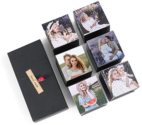 Personalisierte Pop Up Überraschung Box Kreative Explosionsbox DIY Fotoalbum Geburtstags Geschenkbox Jahrestag Valentine Hochzeit Album mit 6 Foto Geschenkbox