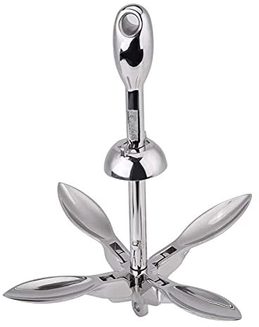 FHCGZSST Edelstahl Boot Folding Grapnel Anker Faltanker,Verankerung Kit Ankerset,Anschlussteile for Bootsanker, Klappanker, Schirmanker Angelboote, Schlauchboote, Kanadier Und Kajaks (12kg/26.46LB)