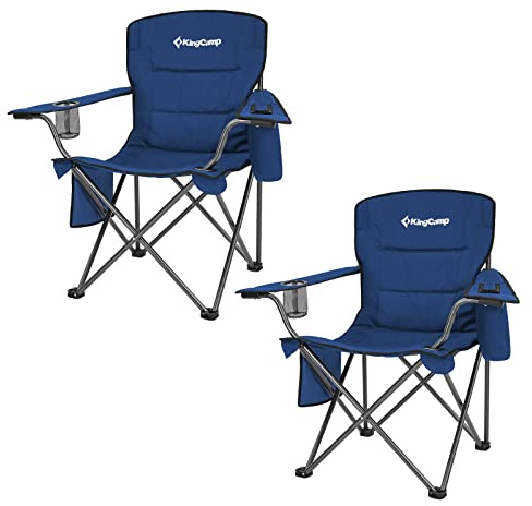 KingCamp Ultraleichter Campingstuhl Angelstuhl Faltbarer Klappstuhl mit Mesh-Getränkehalter bis 136kg (Zweier Set)