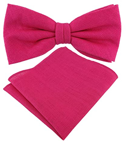 TigerTie Leinen Fliege Leinen Einstecktuch in magenta einfarbig Uni + Aufbewahrungsbox