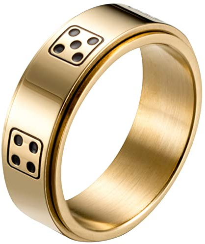 JewelryWe Schmuck Spinnring aus Edelstahl, Spielkarte Pik Ass Poker Ring Fidget Band Ring Stress lindernde Angst Ring für Damen Herren Hochzeit Versprechen Verlobungsring