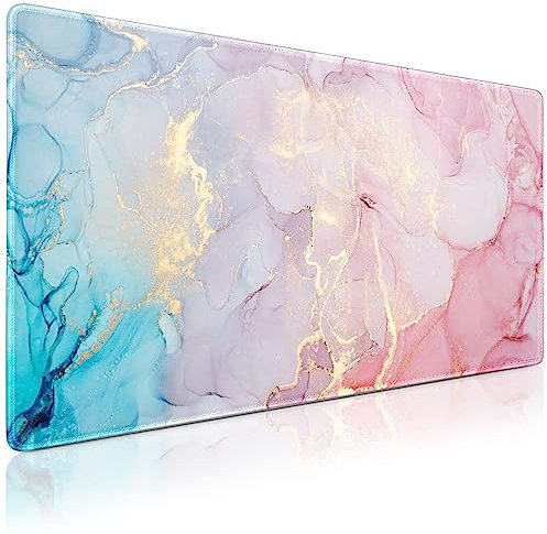 Acezeek Gaming Mauspad,Mousepad XXL,Mauspad 900x400(35.4X15.7in),Schreibtisch Protector Matte mit Anti-Rutsch Basis,Mouse Pad Wasserdicht und langlebig für Gaming,Büro,Zuhause (Pink Blue)