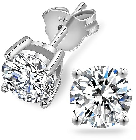 KRKC&CO Moissanite Ohrstecker 925 Silber, 0,6 Karat echter runde Moissanit Diamant, VVS1 Reinheit D Farbe, Weißgold vergoldet allergiefrei, Geschenk für Damen Frauen, 4mm