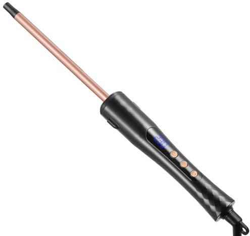 9mm Thin Curling Wand, 3/8 Inch Curling Iron Tight Curls, 0.35 Tourmaline Ceramic Wand Barrel 30S Heat-Up, Hair Curler Medium&Short Hair