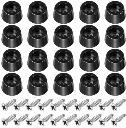 PATIKIL Cutting Board Feet,20 Pieces Non Slip Rubber Feet Bumpers with 304 Stainless Steel Screws for Cutting Board Furniture Chairs Desks 0.47Wx0.28H, Black