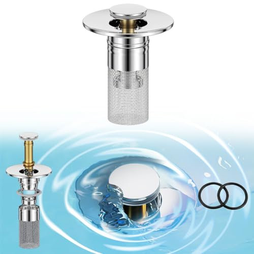 Luckflora Stainless Steel Floor Drain Filter|Bathroom Sink Drain Strainer Hair Catcher|Bathroom Sink Stopper|Pop-up Bounce Core Basin Drain Filter Washbasin Plug (1Pcs)