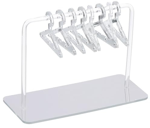 PATIKIL 1 Set Ohrringhalter mit 8 Kleiderbügeln, Acryl Ohrringhalter Organizer Ständer Mini Kleiderbügel Ohrring Display Ständer Transparente Garderobe für Stecker Ohrringe, Silber