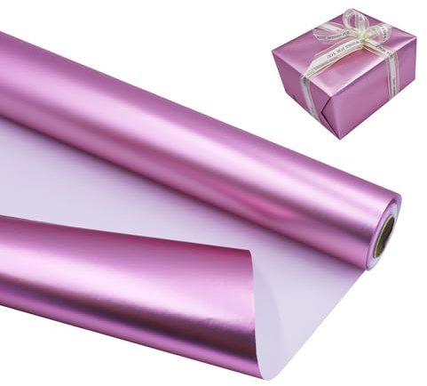 Rotolo di carta da regalo metallizzata oro rosa, carta da regalo opaca in tinta unita da 43 cm x 12 m, perfetta per compleanni, matrimoni, baby shower, feste, decorazioni regalo per festival