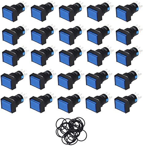 25 Piezas Interruptor de Botón Pequeño Botón de Interruptor Autoblocante con Luz Indicadora para Electrodomésticos Industriales 220 Interruptor de Botón Pequeño Interruptor de