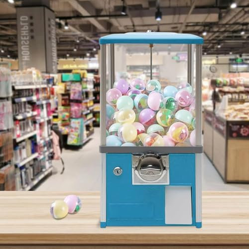 WANGYYDS Dispensador Comercial De Dulces, Dispensador De Nueces, Máquina Expendedora De Chicles Y Frutos Secos, Dispensador De Dulces con Operador De Monedas De Centavos Y Caja,Blue