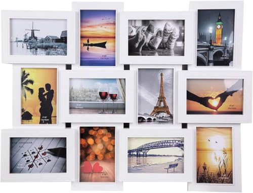 DEZYN - Photo Frames, Picture Frame For 12 Photos - 12 Multi Modern Picture Frame Photo Frames Multi Photo Frame Large collection - Home Wall Decoration White - 10×15cm