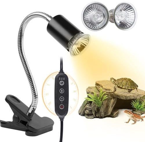 REPTI HOME Lampada riscaldante per tartarughe Terrario, lampada UVA UVB per rettili Terrario 25W+50W, lampada riscaldante E27 Basking Spot per tartarughe, serpenti, lucertole