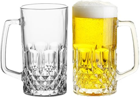 KPYZLBD Vasos de cerveza de 0,5 litros, jarras de cerveza con asa, juego de 2 unidades, jarras de cristal para fiestas, bares, restaurantes, fiestas de cerveza, vasos de cerveza, aptos para